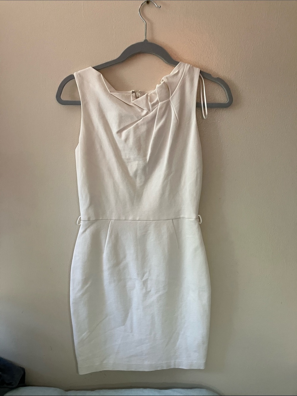 MNG suit white draped neckline dress